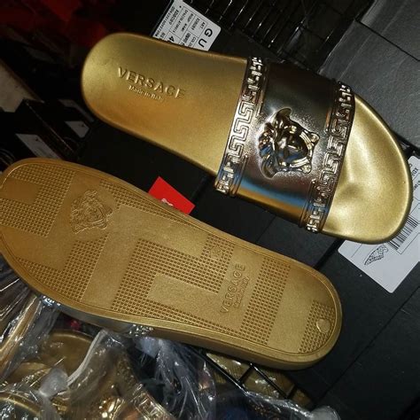 versace gold flip flops|Versace virtus espadrilles.